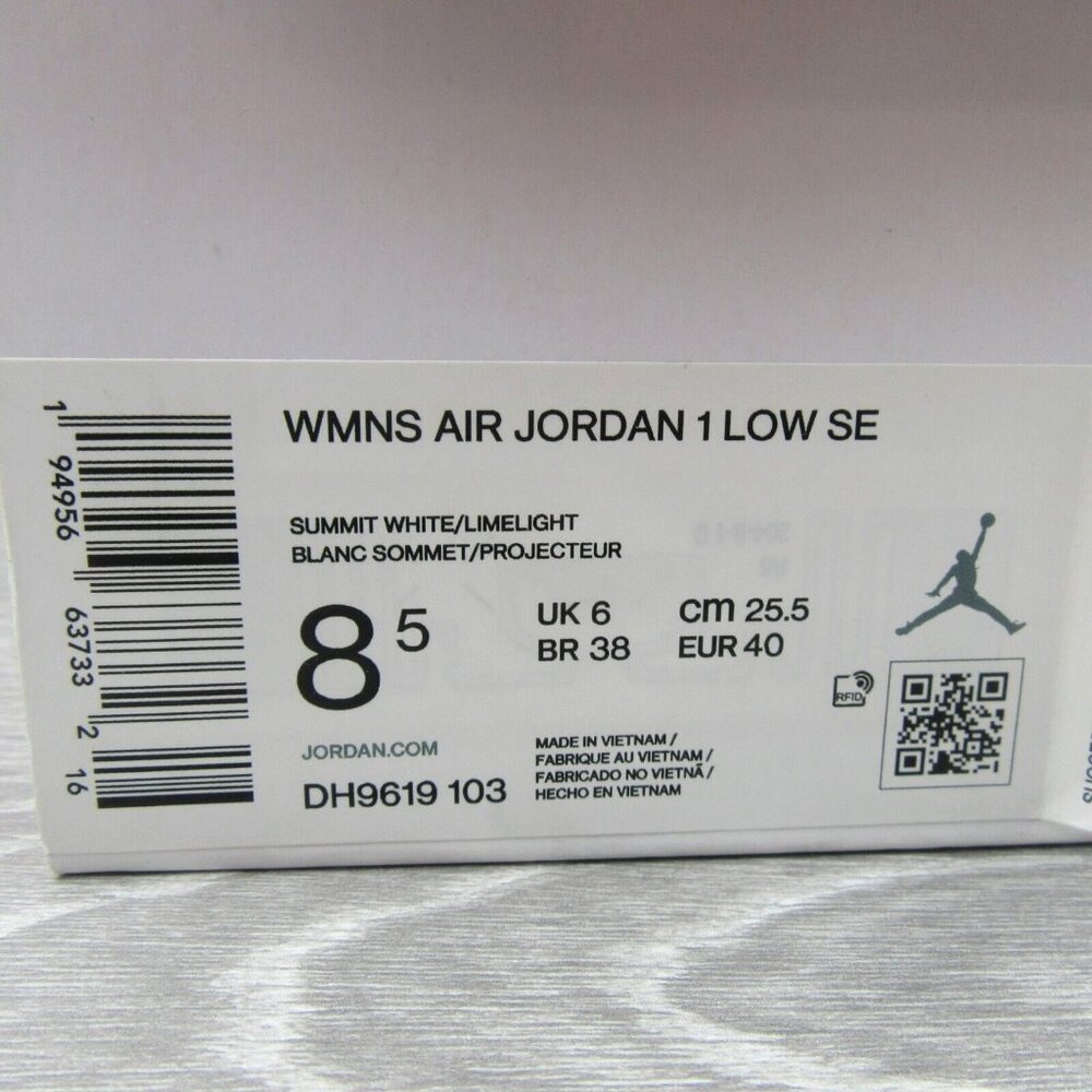 Air Jordan 1 Low SE Summit White Limelight Womens Size 8.5 NEW - Picture 13 of 14
